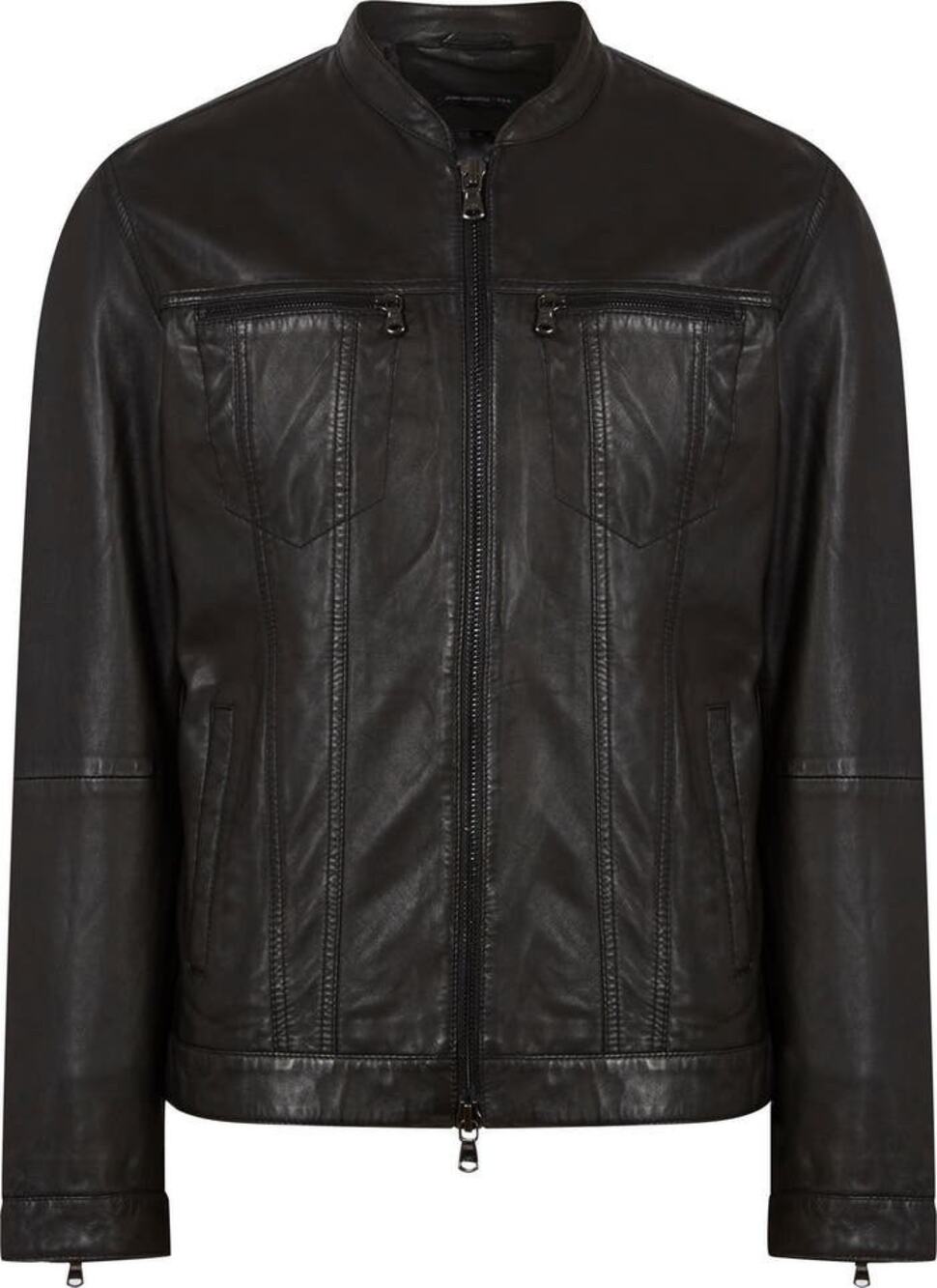 John Varvatos Band Collar Leather Jacket – Black – Men’s Size M – NWOT (Flawed)
